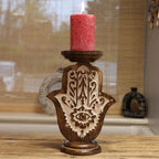 Mango Wood Hamsa Candle Stand - Large 25x18cm – view 3