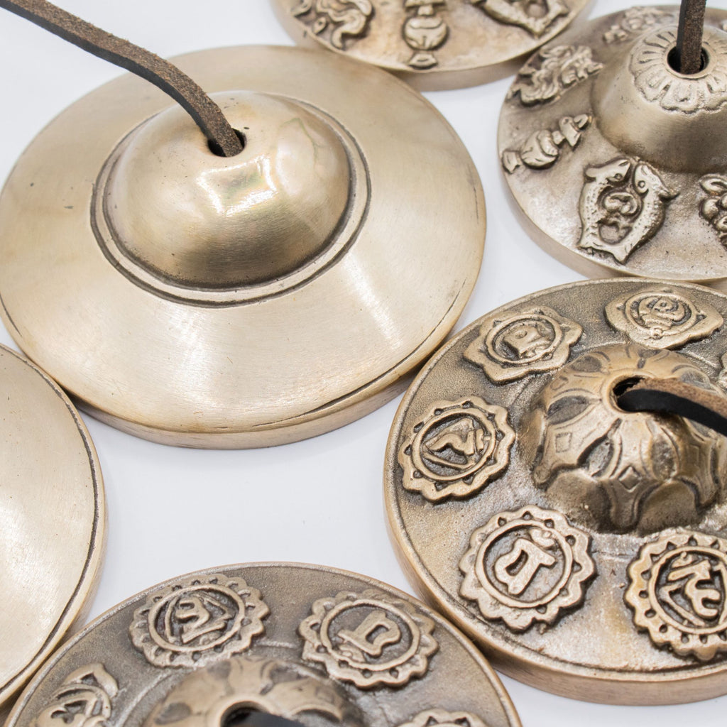 Brass Tibetan Tingsha Bells - Seven Chakra - 7cm – view 2