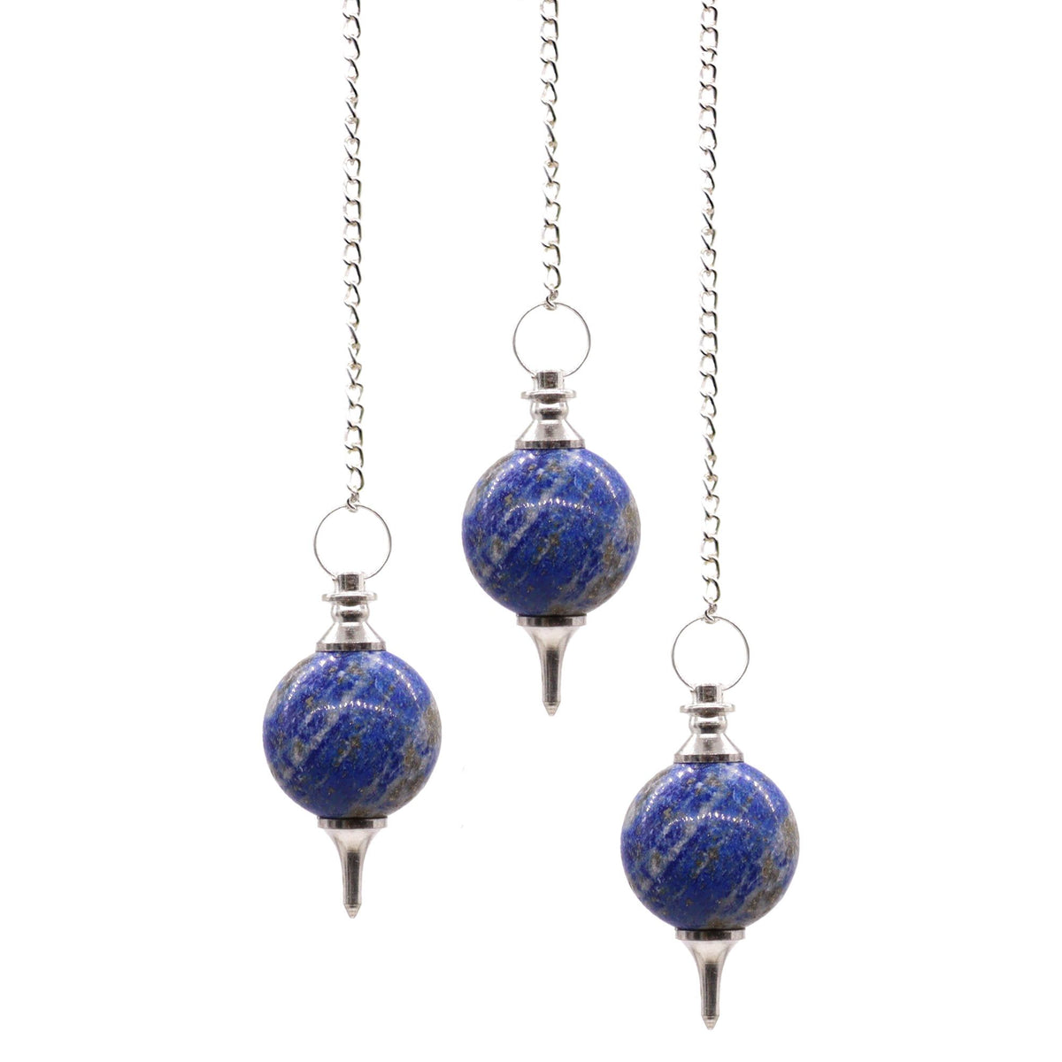 Lapis Lazuli Sphere Pendulum on Silver Chain