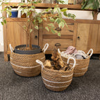 Cotton & Seagrass Baskets, Natural Stripes, Set of 3 – view 2