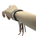 Dalmatian Jasper Gemstone Bead Bracelet on Charcoal Cord – view 6