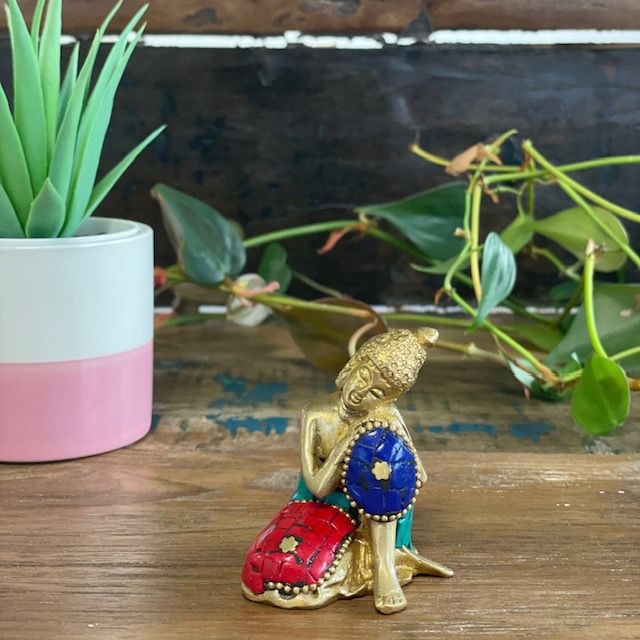 Brass Buddha Figure - Thinking - 6.5 cm – view 2