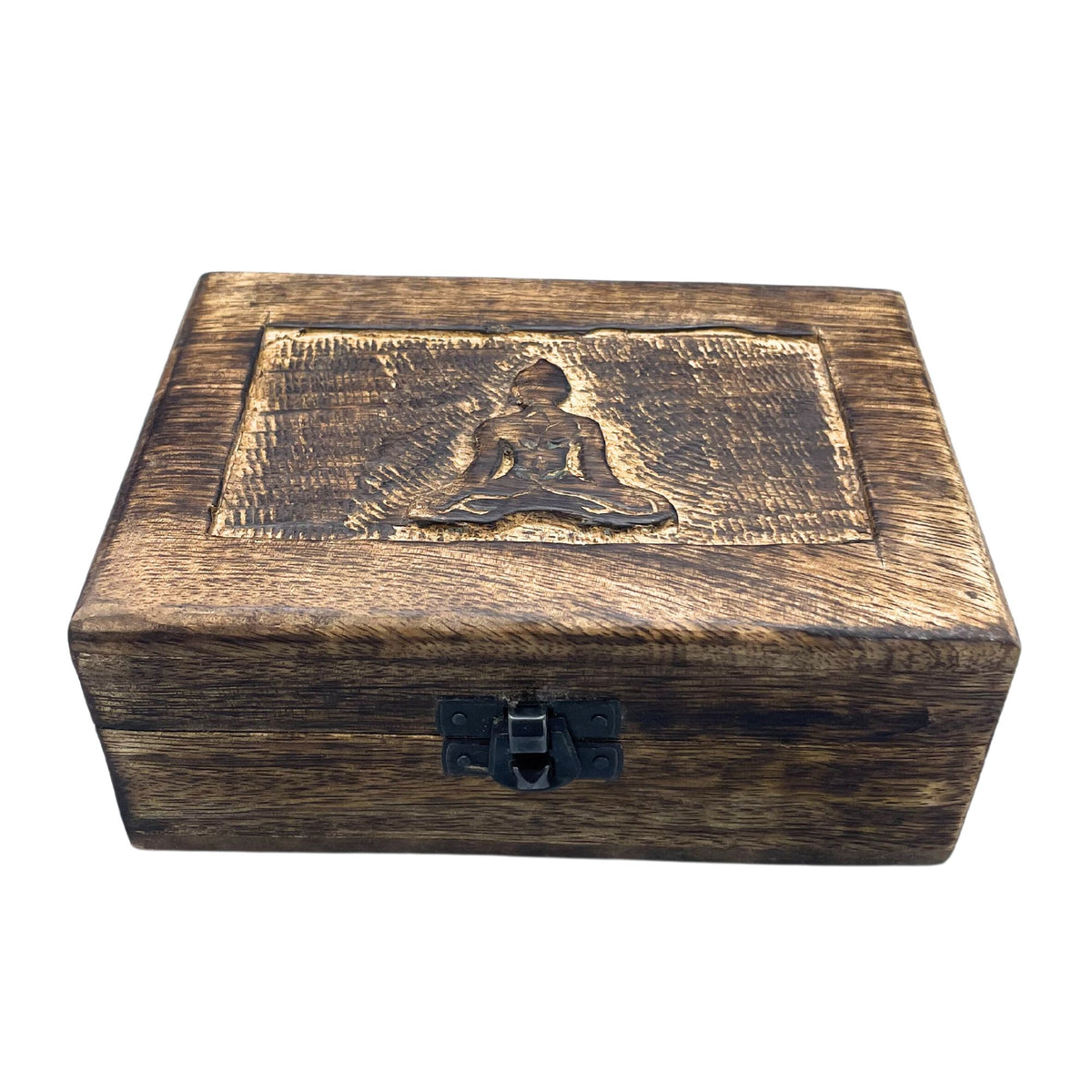 Medium Mango Wood Keepsake Box 15x10x6cm - Buddha
