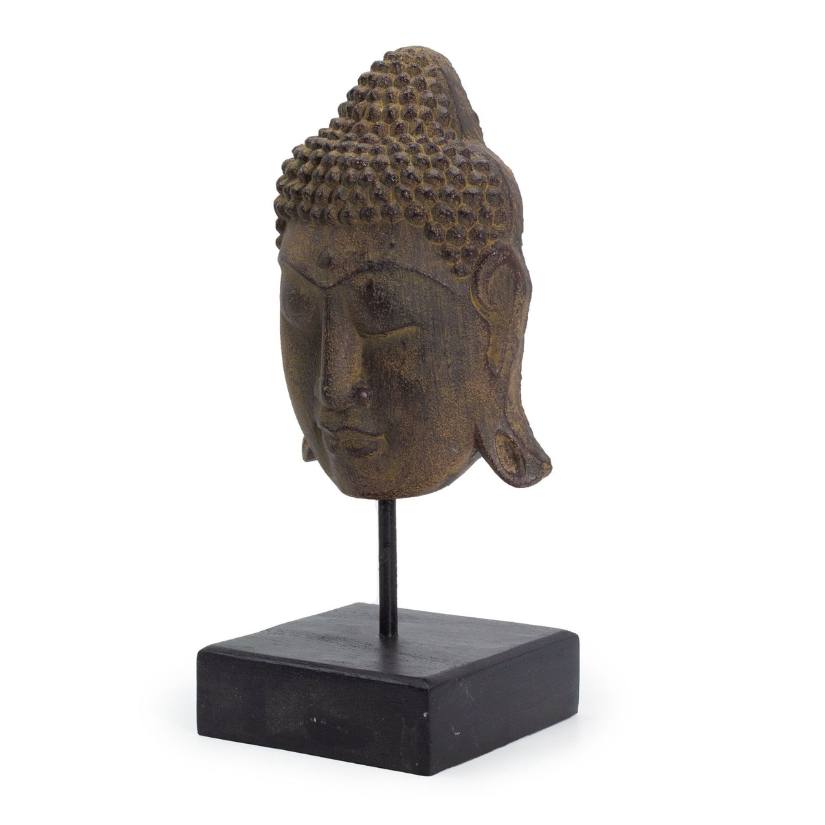 Large Buddha Head Statue on Stand, Grey – view 3