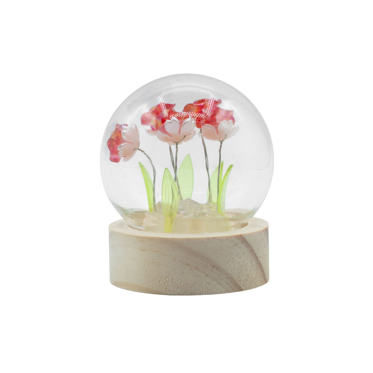 Floral Glow Dome - 5 Red Roses, LED Battery – view 4