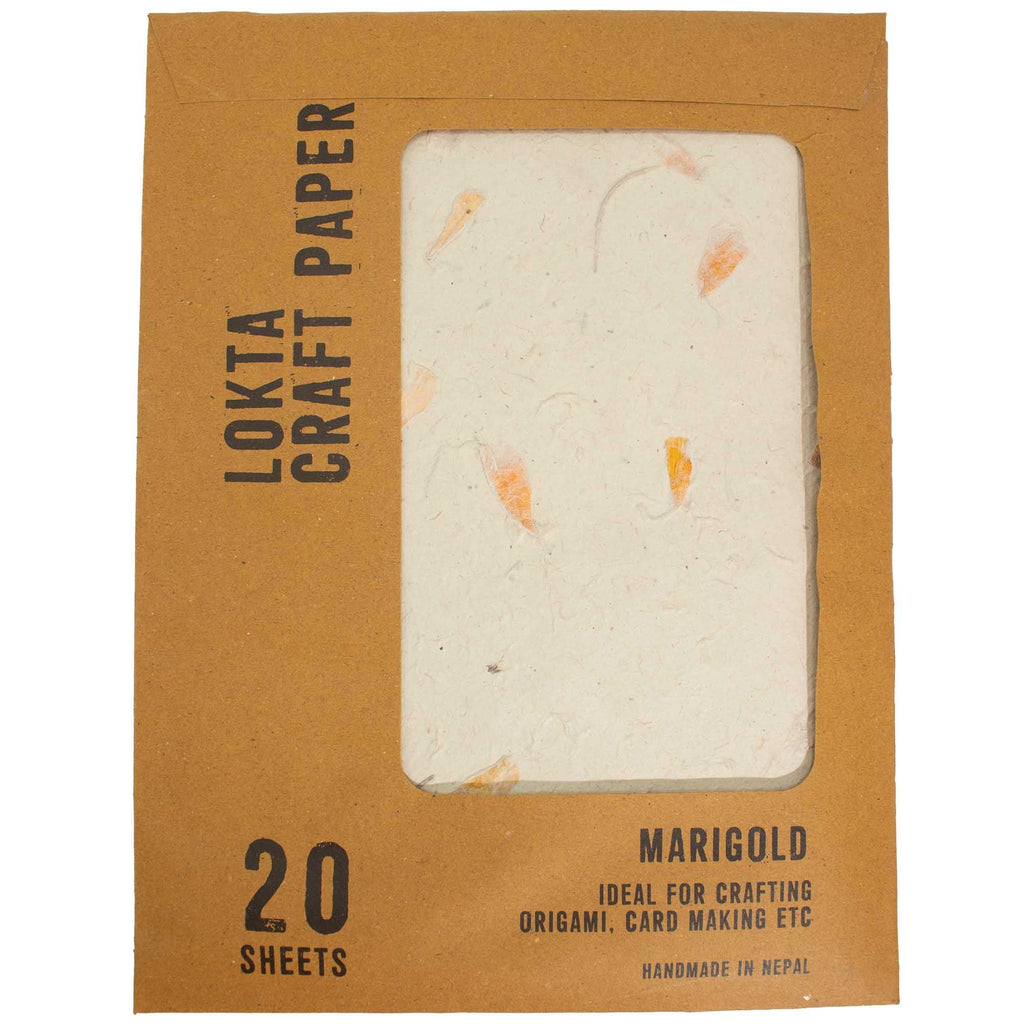 A4 Lokta Paper Pack, Marigold Petals, 20 Sheets – view 2