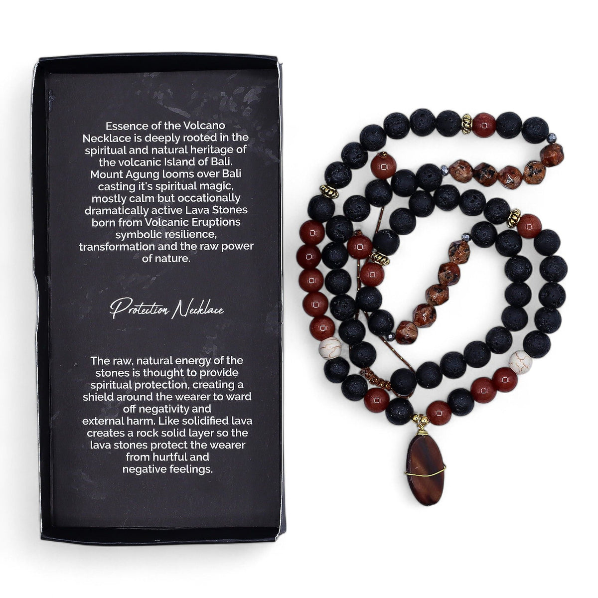 Lava Stone Necklace 42cm - Protection