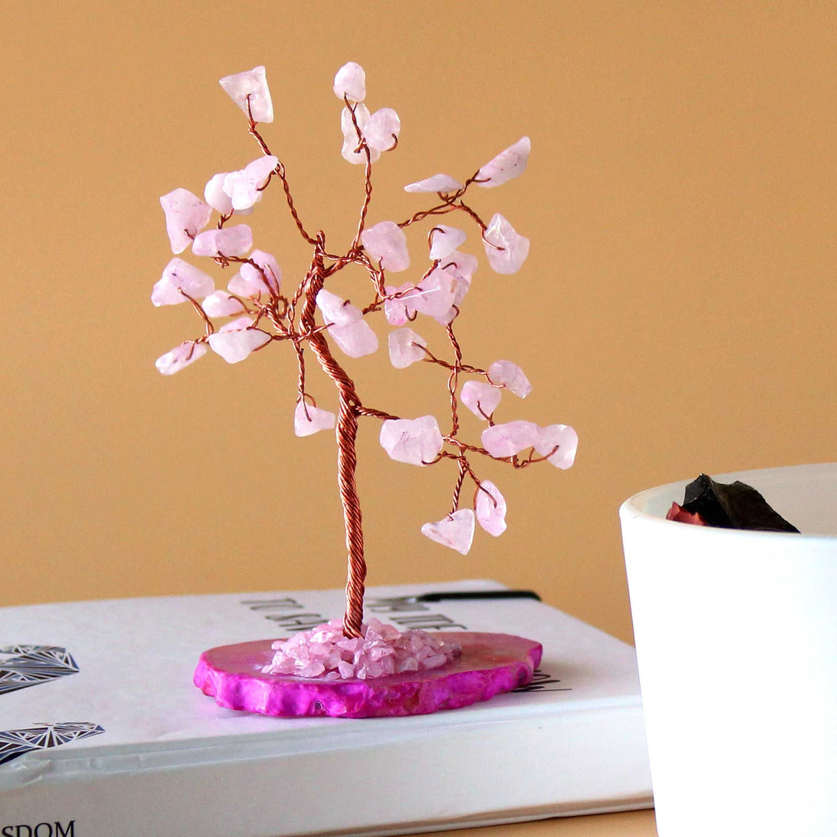 Rose Quartz Gemstone Tree on Pink Agate Base - 35 stones – view 4
