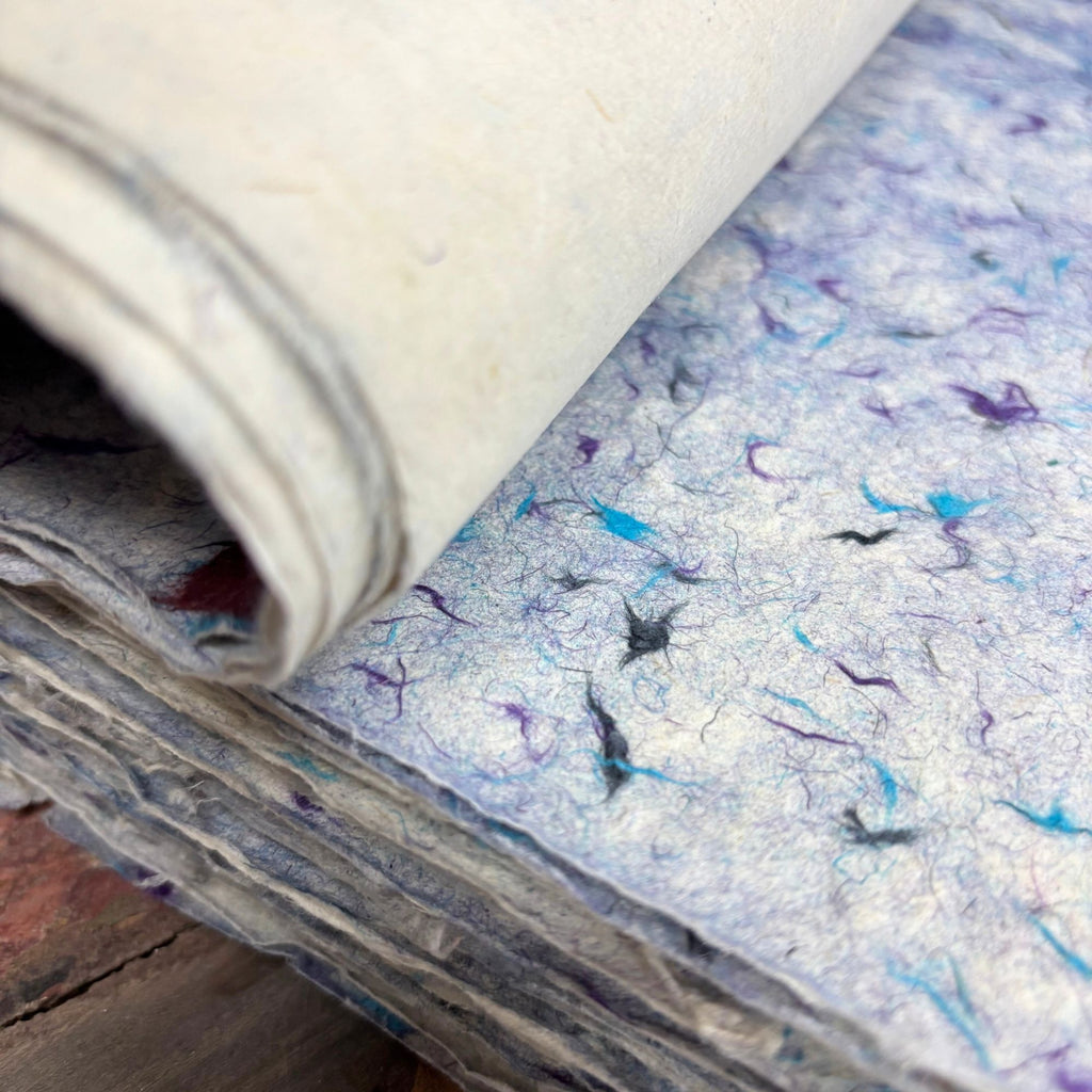 Lokta Wrapping Paper 51x76cm, Blue Cotton, Pack of 5 – view 4