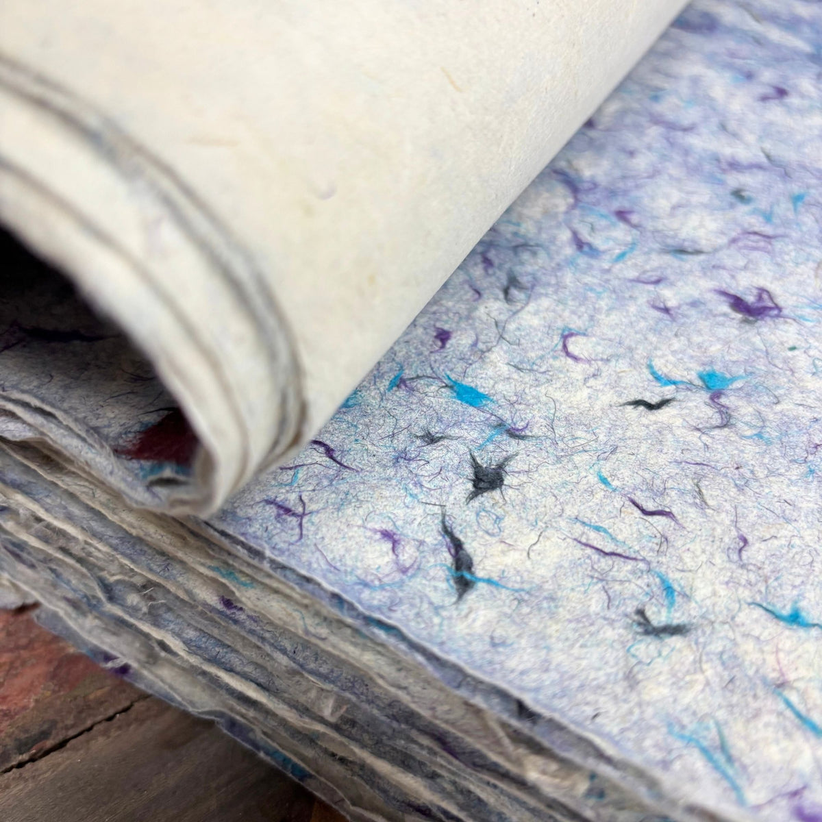 Lokta Wrapping Paper 51x76cm, Blue Cotton, Pack of 5 – view 4