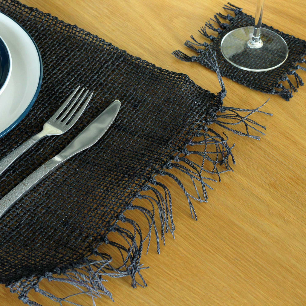 Seagrass Fringe Placemat - Black