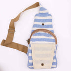 Blue & White Natural Cotton Cross-Body Bag – view 3