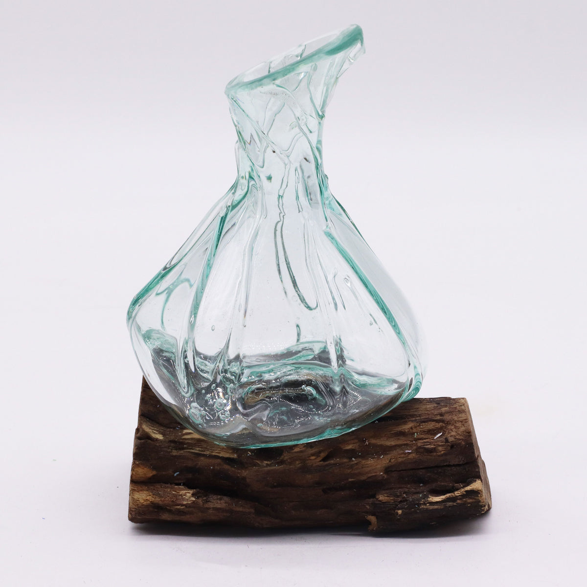 Molten Glass Fancy Mini Decanter on Wood, 24cm – view 5
