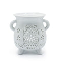 Ceramic Oil Burner - Owl Cutout - White