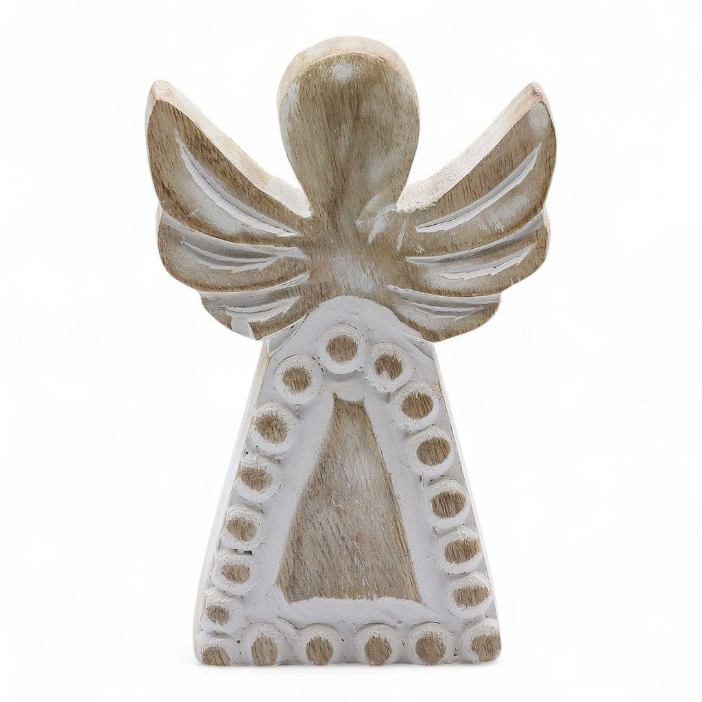 Small Mango Wood Angel - Whitewash Finish