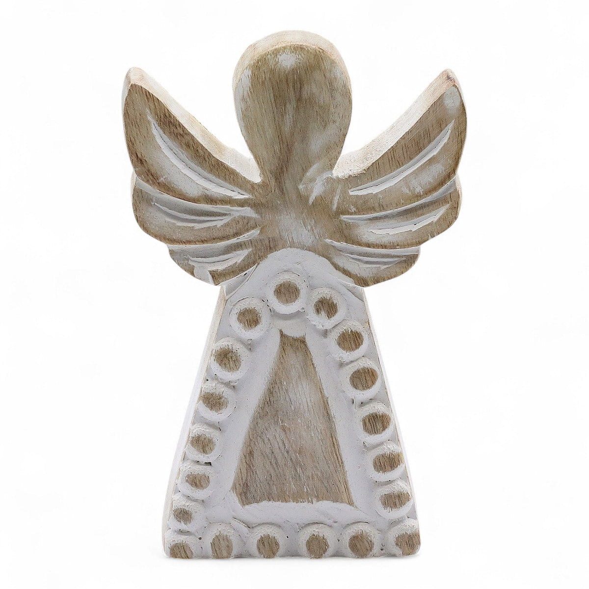 Small Mango Wood Angel - Whitewash Finish