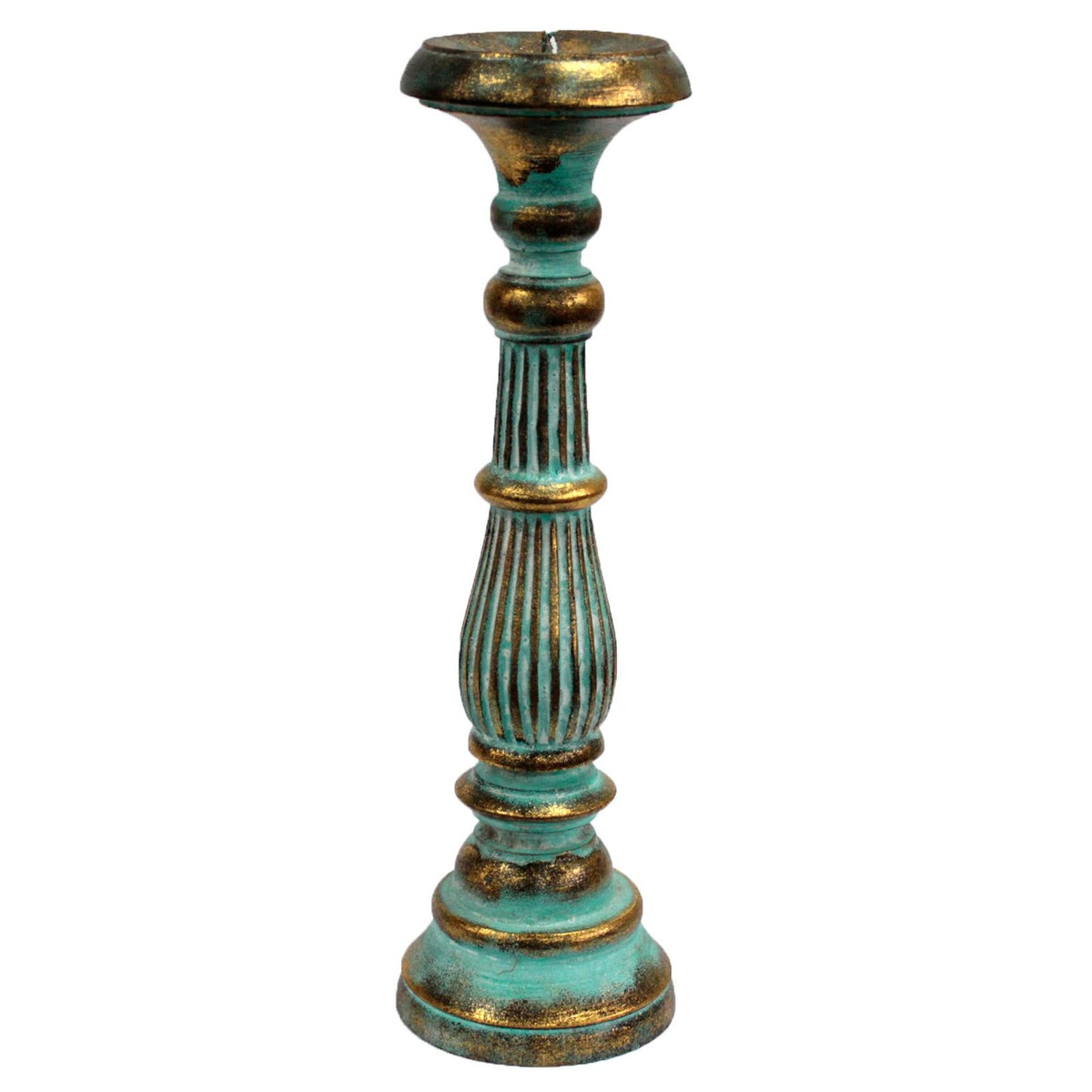 Large Wooden Candle Stand - Turquoise & Gold, 40cm – view 4