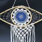 Medium Macrame Eye Dream Catcher - White, Blue & Grey – view 2