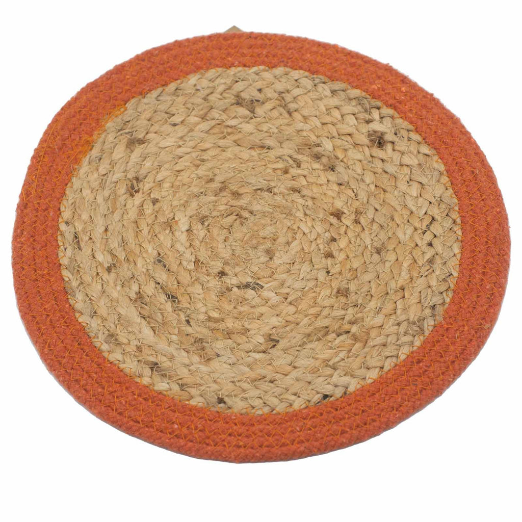 Jute & Cotton Place Mat, Clay Border, 30cm