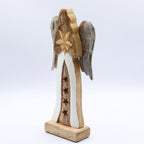 Large Mango Wood Star Angel, Metal Wings, 30cm – view 5