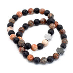 Eternity Friendship Bracelet Set - Leopard Skin Jasper & Lava Stone – view 8