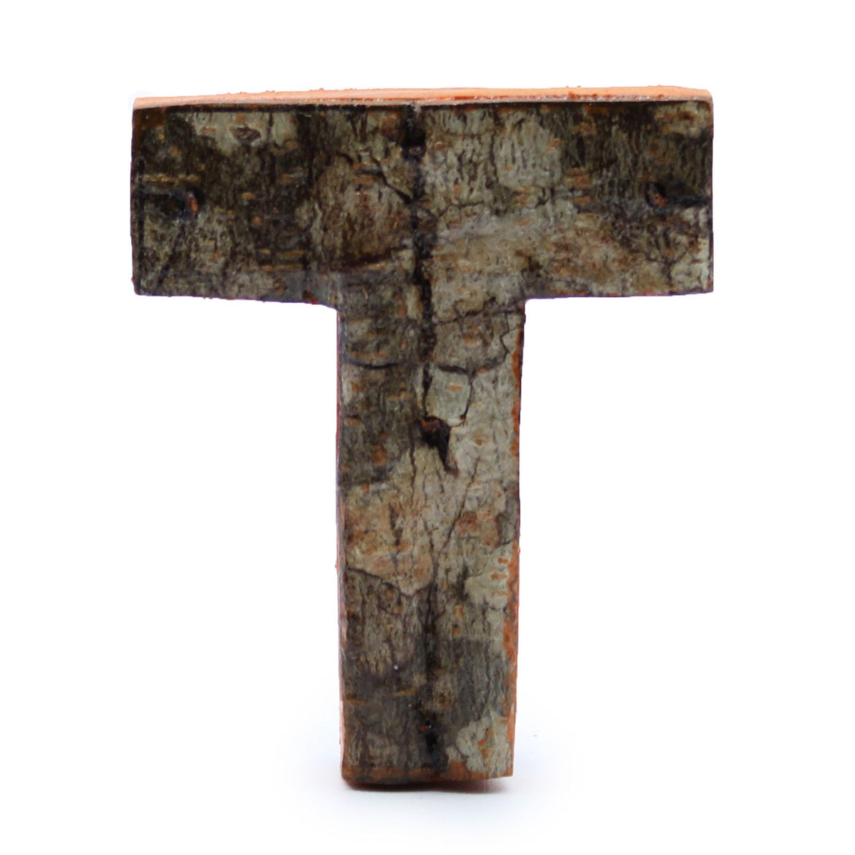 Rustic Bark Letter T - 7cm