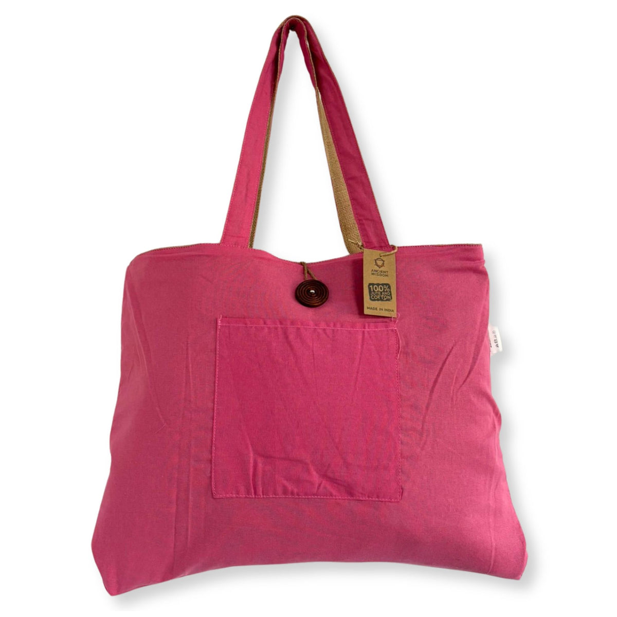Reversible Jute and Cotton Big Bag in Pink – view 5