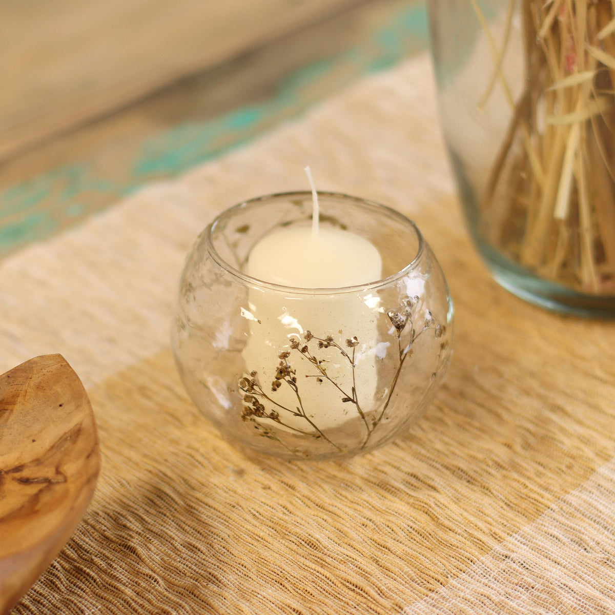 Natural Floral Glass Bowl Candle Holder - Margarita 8x10cm – view 9