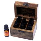 Carved Mango Wood Essential Oil Box - Holds 6 Bottles – view 2