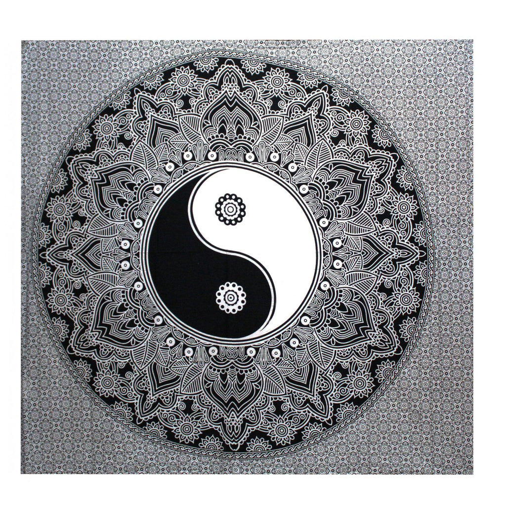 Black and White Cotton Bedspread, Yin Yang – view 2