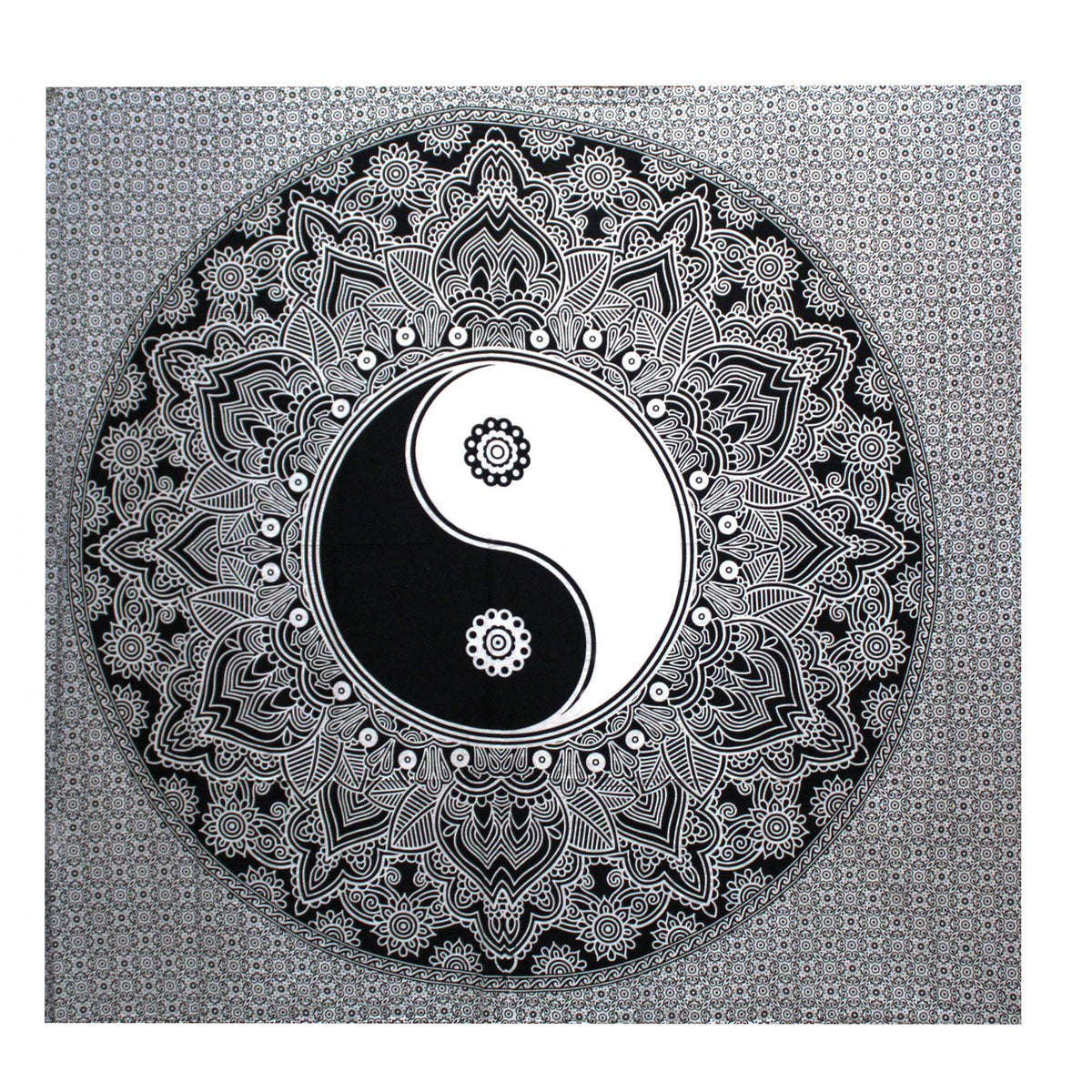 Black and White Cotton Bedspread, Yin Yang – view 2