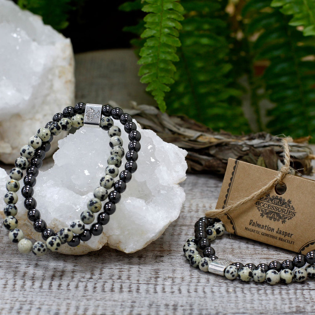 Magnetic Dalmatian Jasper Gemstone Bracelet – view 3