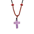 Amethyst Cross Cord Necklace Pendant