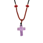 Amethyst Cross Cord Necklace Pendant