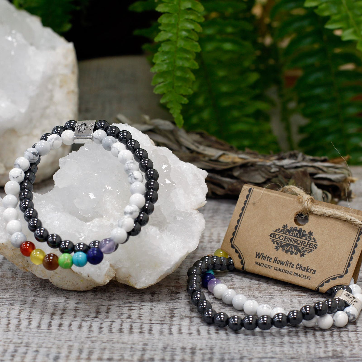 Magnetic Gemstone Bracelet - White Howlite Chakra – view 4
