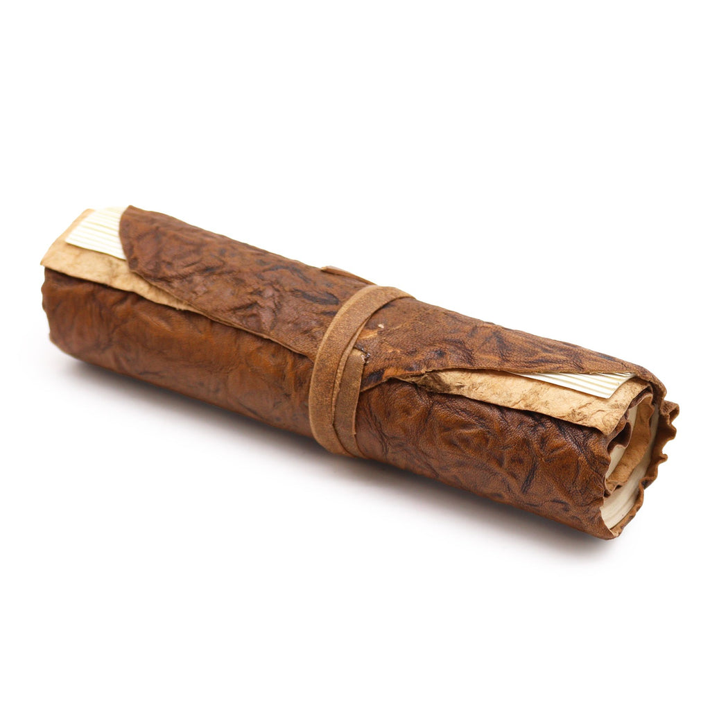 Rolled Leather Travel Notebook, Natural, 96 Pages, 21x15cm