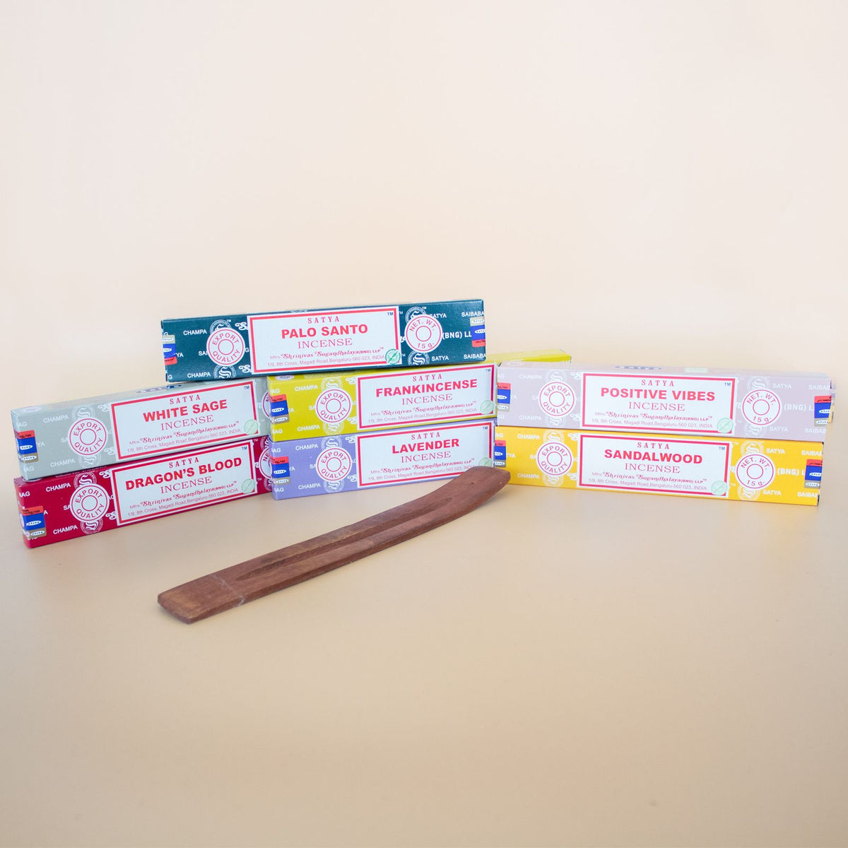Satya Incense Sticks Starter Set with Mango Wood Holder