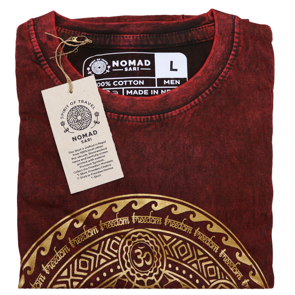 Nomad Sari Stonewashed T-Shirt - Chakra - Maroon - Large