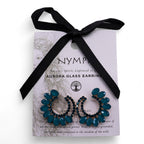Teal Green Vintage Glass Loop Earrings – view 3