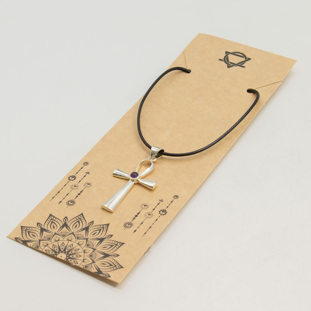Ankh Symbol Pendant Necklace on Silver Plated Cord 45cm – view 5