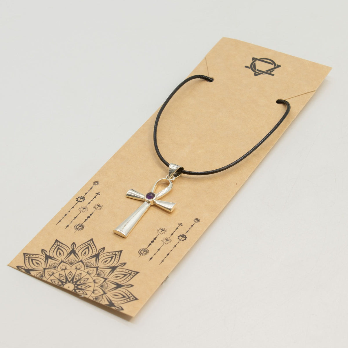 Ankh Symbol Pendant Necklace on Silver Plated Cord 45cm – view 5