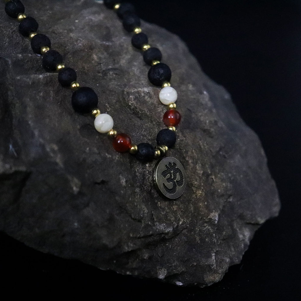Lava Stone Necklace with Om Pendant 42cm - Spiritual Awakening – view 4