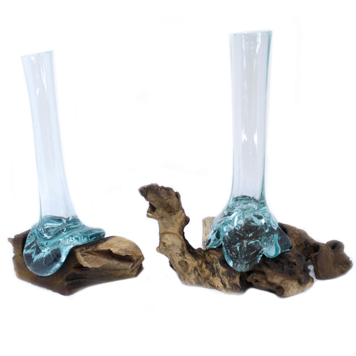 Molten Glass Tall Vase on Wood