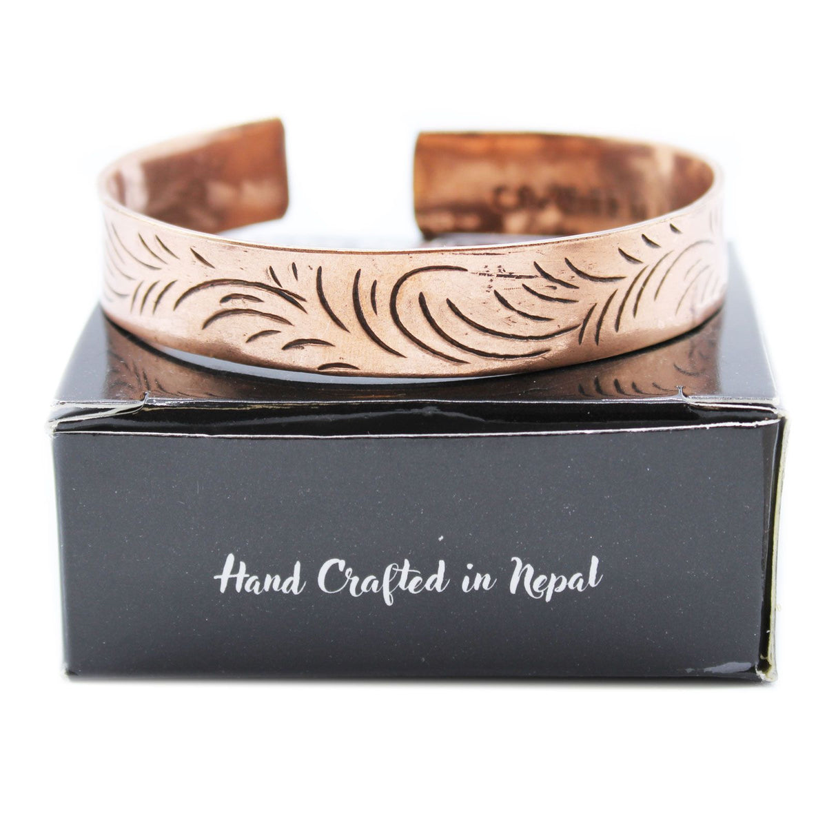 Copper Tibetan Bracelet with Wide Tribal Swirls – view 4