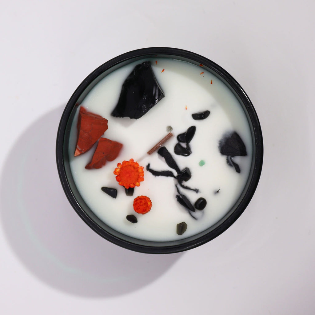Hop Hare Crystal Magic Candle - The Devil, Red Jasper & Black Agate – view 6