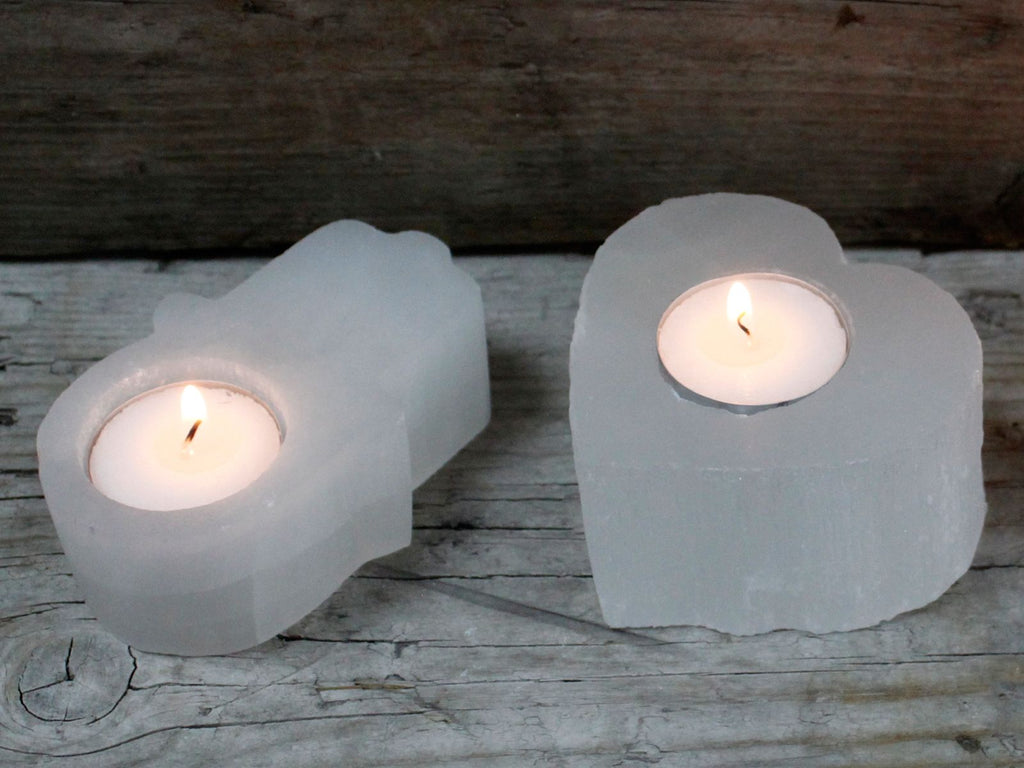 Selenite Hamsa Candle Holder – view 4