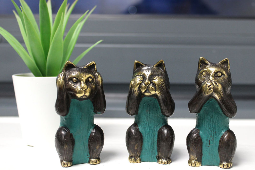 Brass See No Evil Cat Set of 3 – view 2