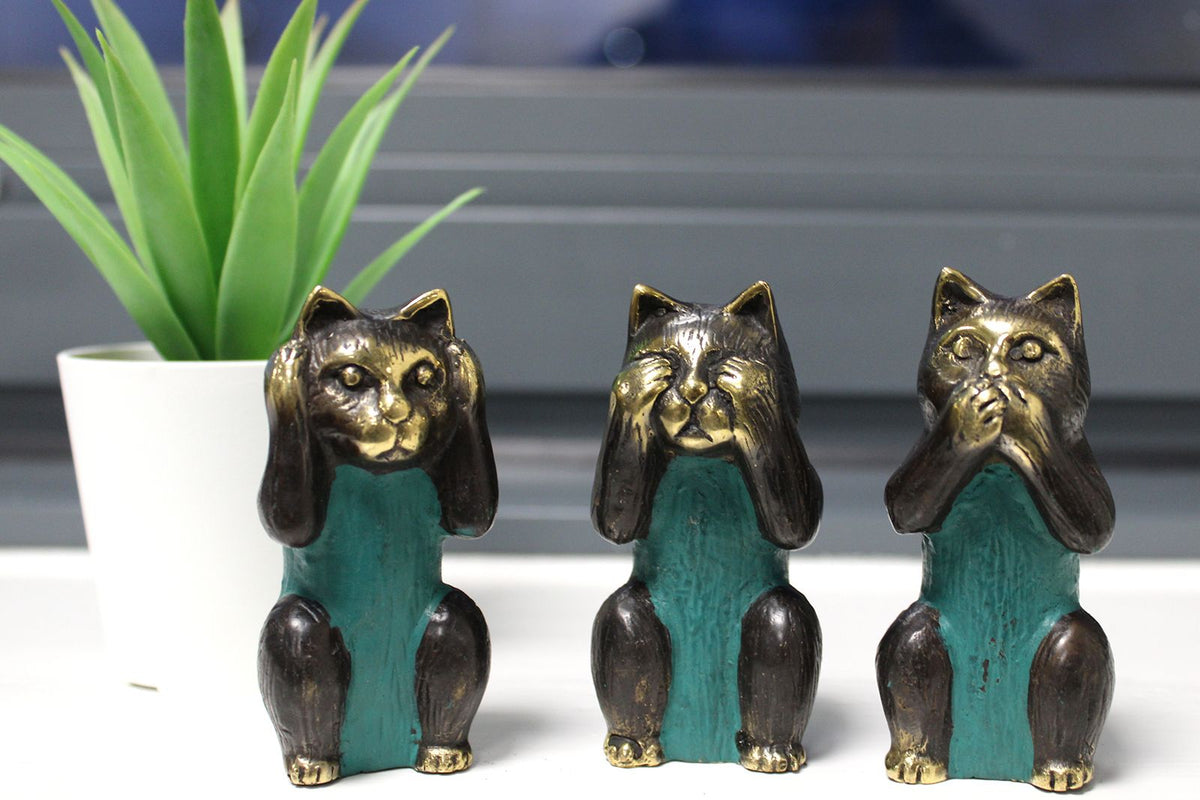 Brass See No Evil Cat Set of 3 – view 2