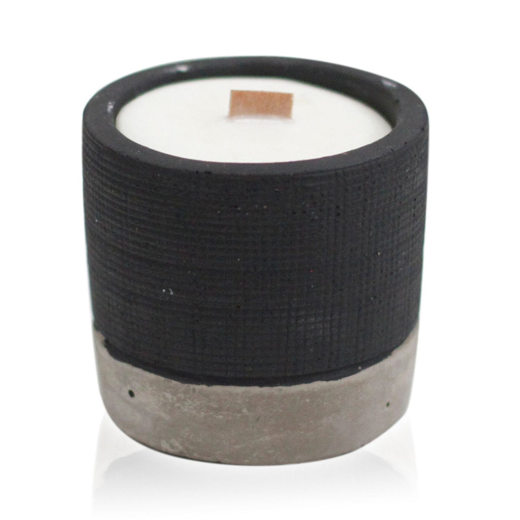 Concrete Wooden Wick Candle - Black - Brandy Butter