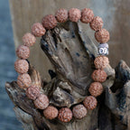 Rudraksha Buddha Bangle Mala - Brown Wood Beads – view 3